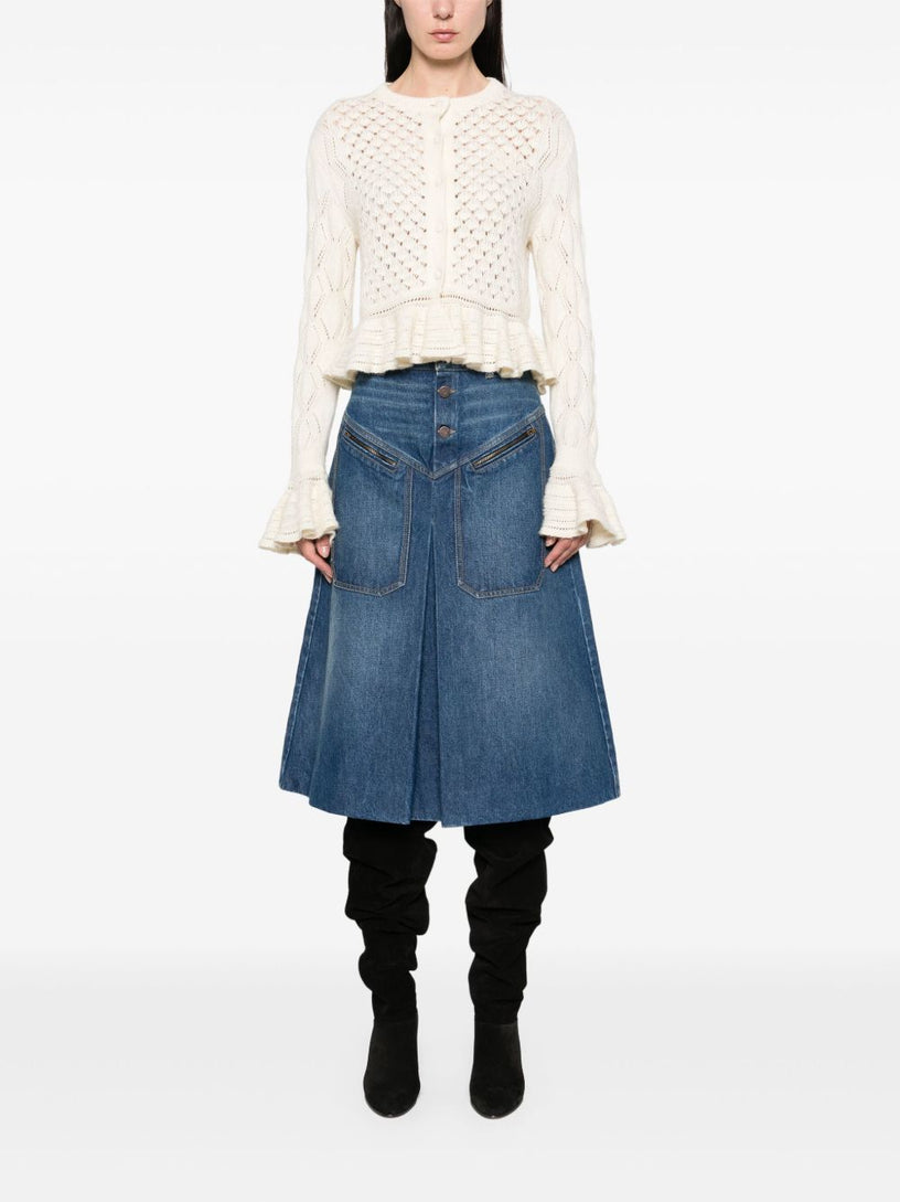 Knee-length skirt in denim