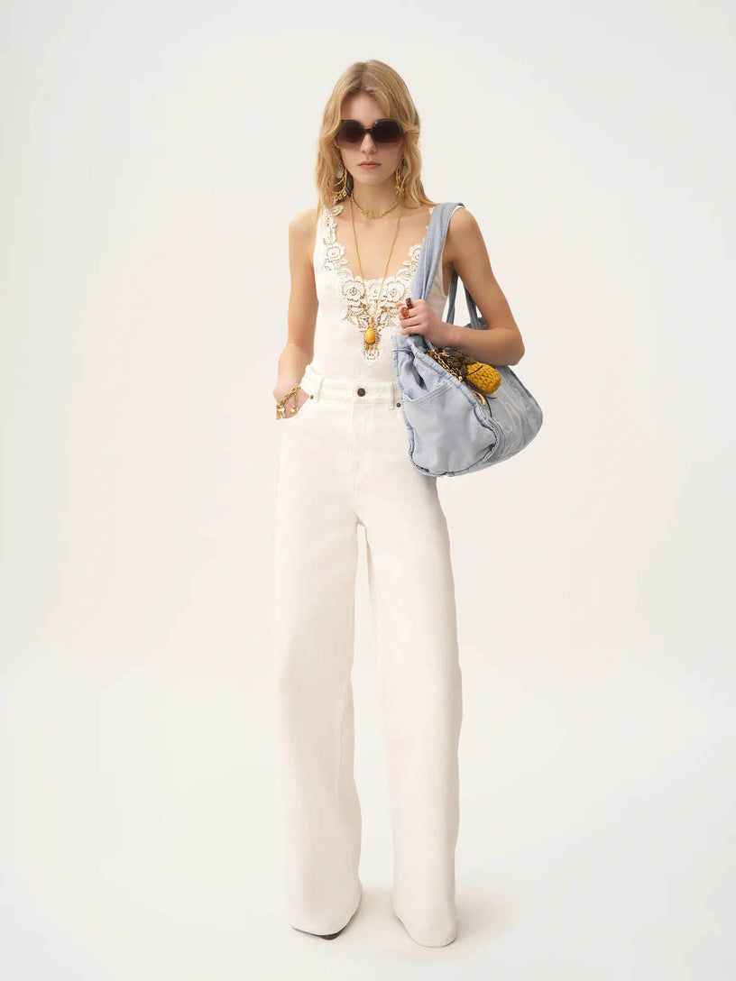 High-rise wide-leg jeans in denim