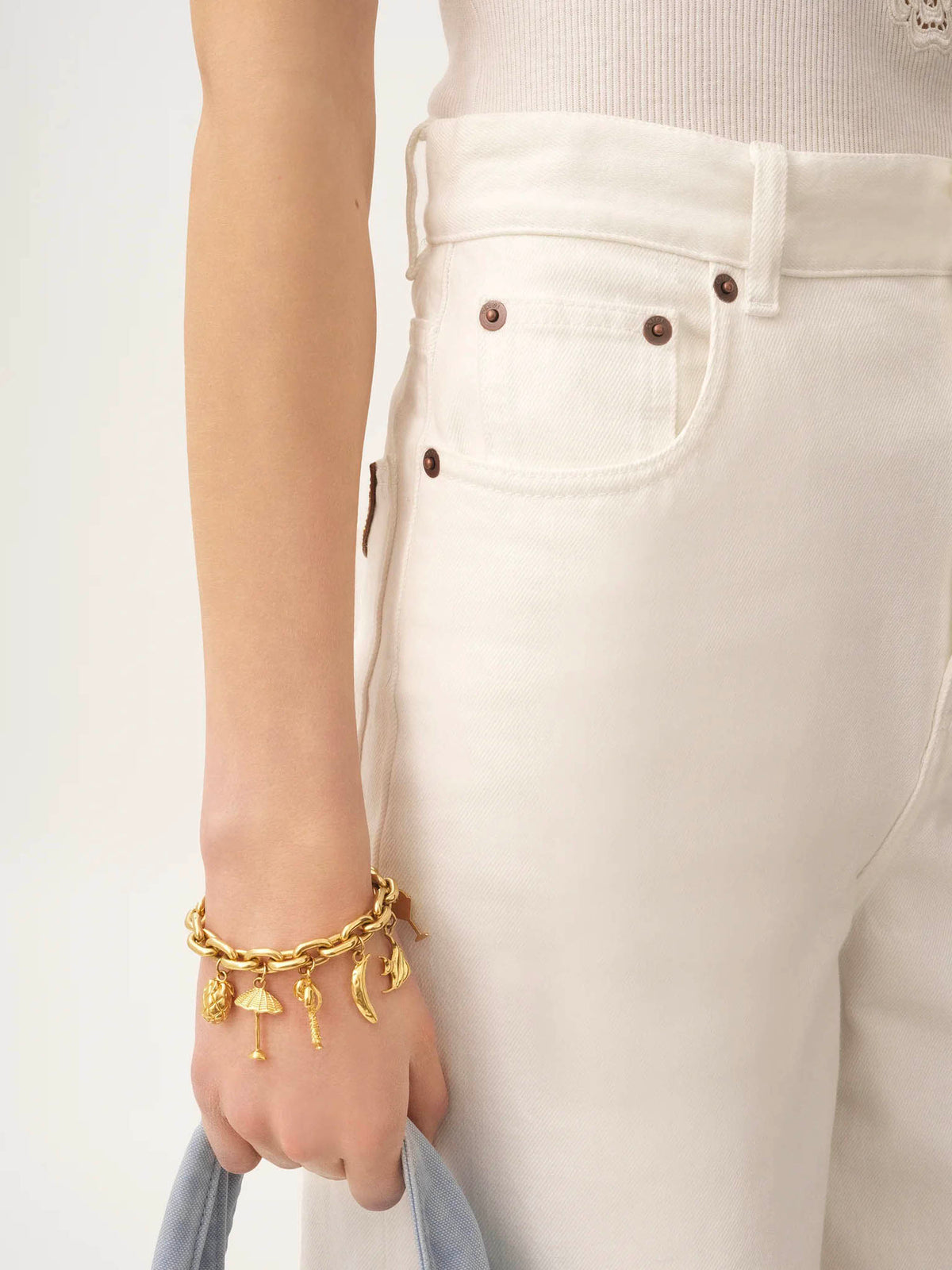 High-rise wide-leg jeans in denim
