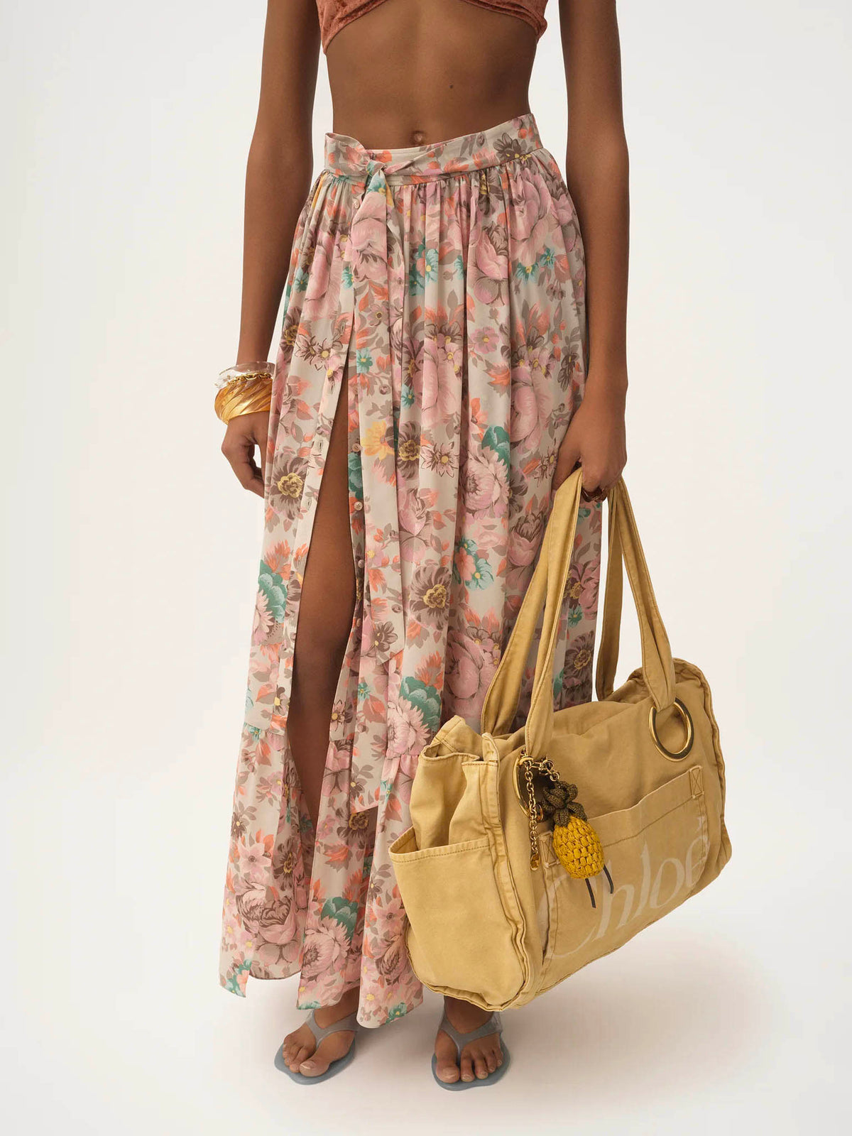 Gathered midi skirt