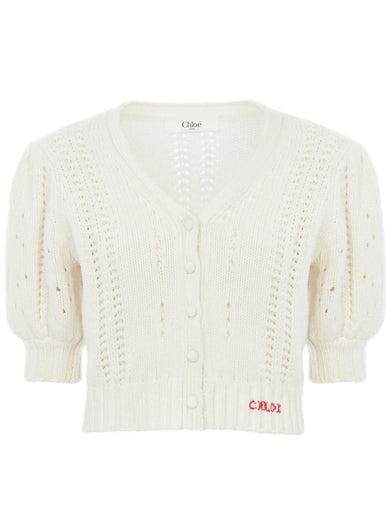 Puff-sleeve cardigan