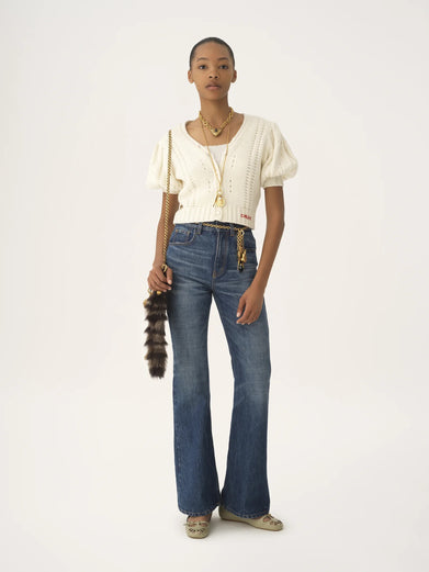 Puff-sleeve cardigan