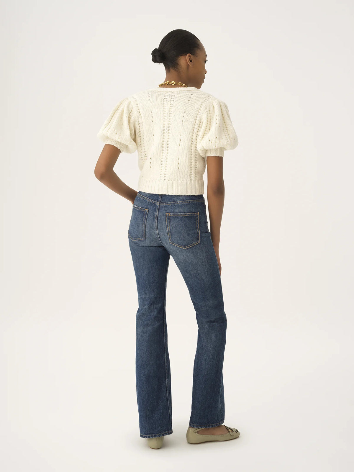 Puff-sleeve cardigan