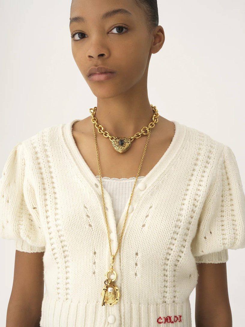 Puff-sleeve cardigan