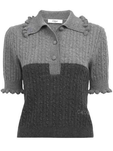 Short-sleeve polo sweater