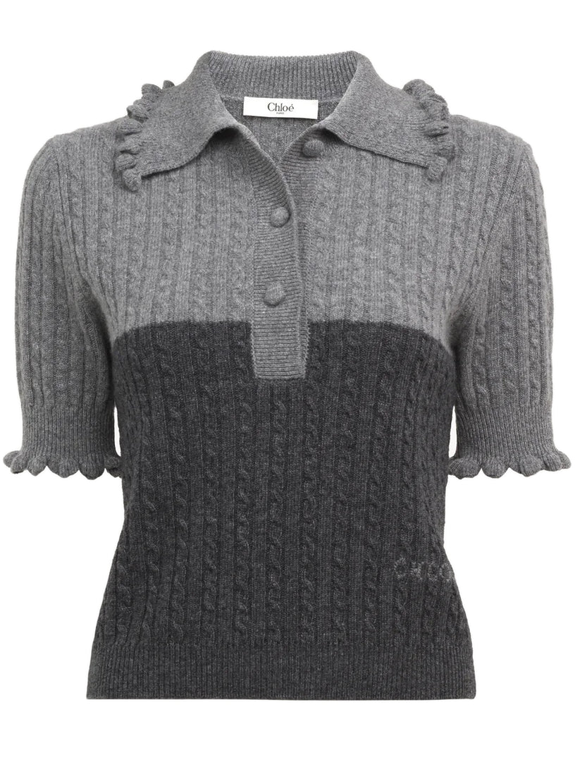 Short-sleeve polo sweater