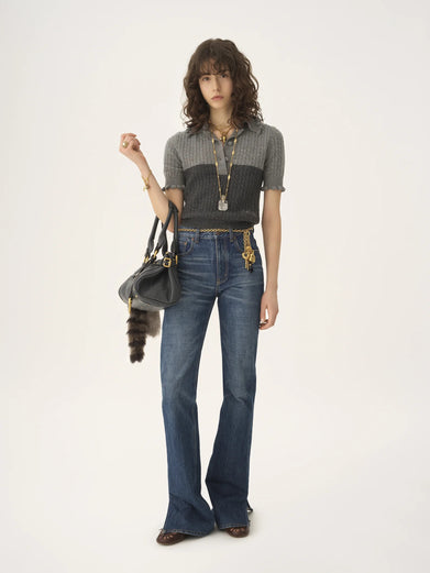 Short-sleeve polo sweater