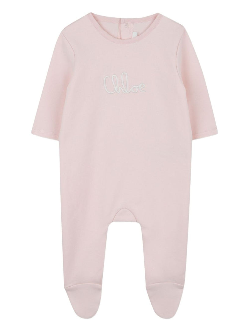 Logo-embroidered babygrow set