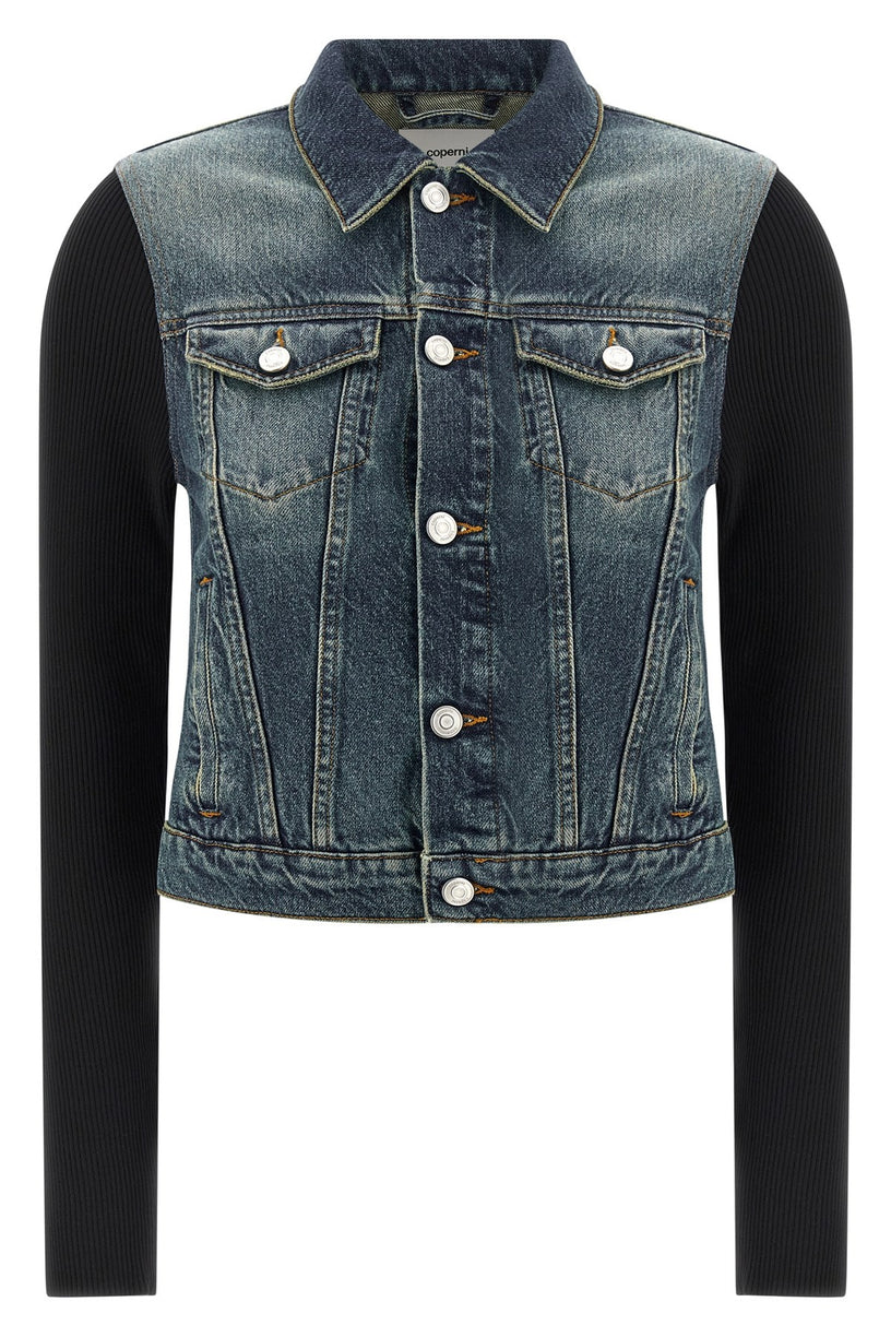 Hybrid ribbed denim jacket