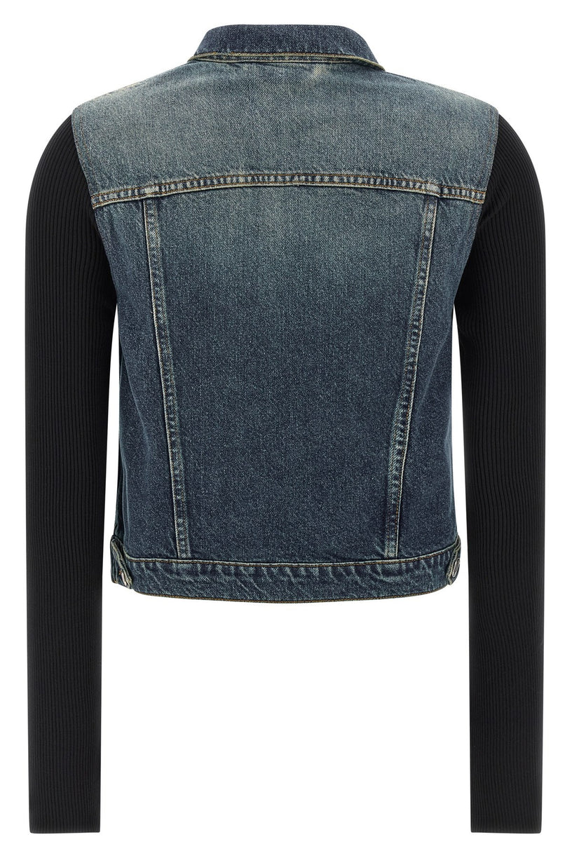 Hybrid ribbed denim jacket