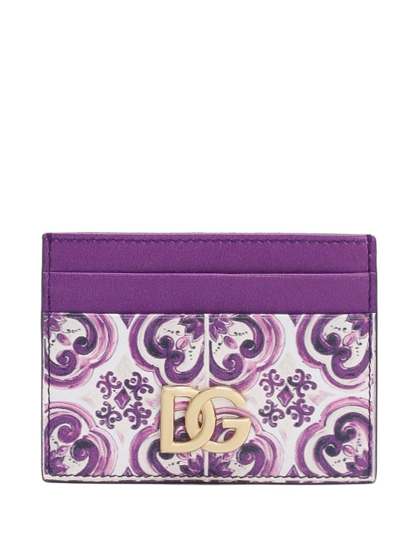 Majolica print calfskin card holder