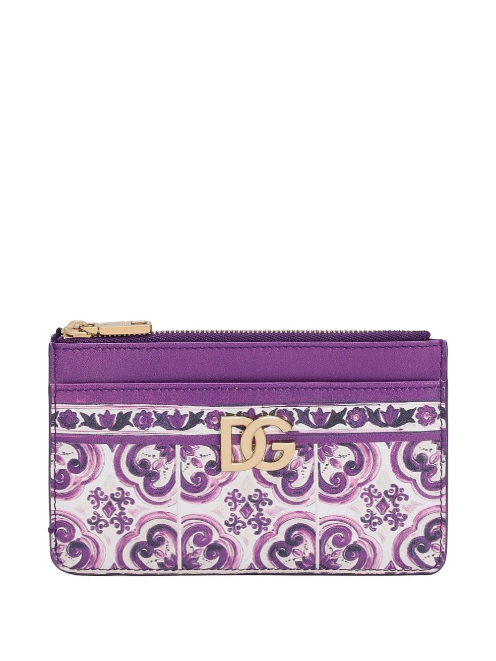 Majolica-print calfskin card holder