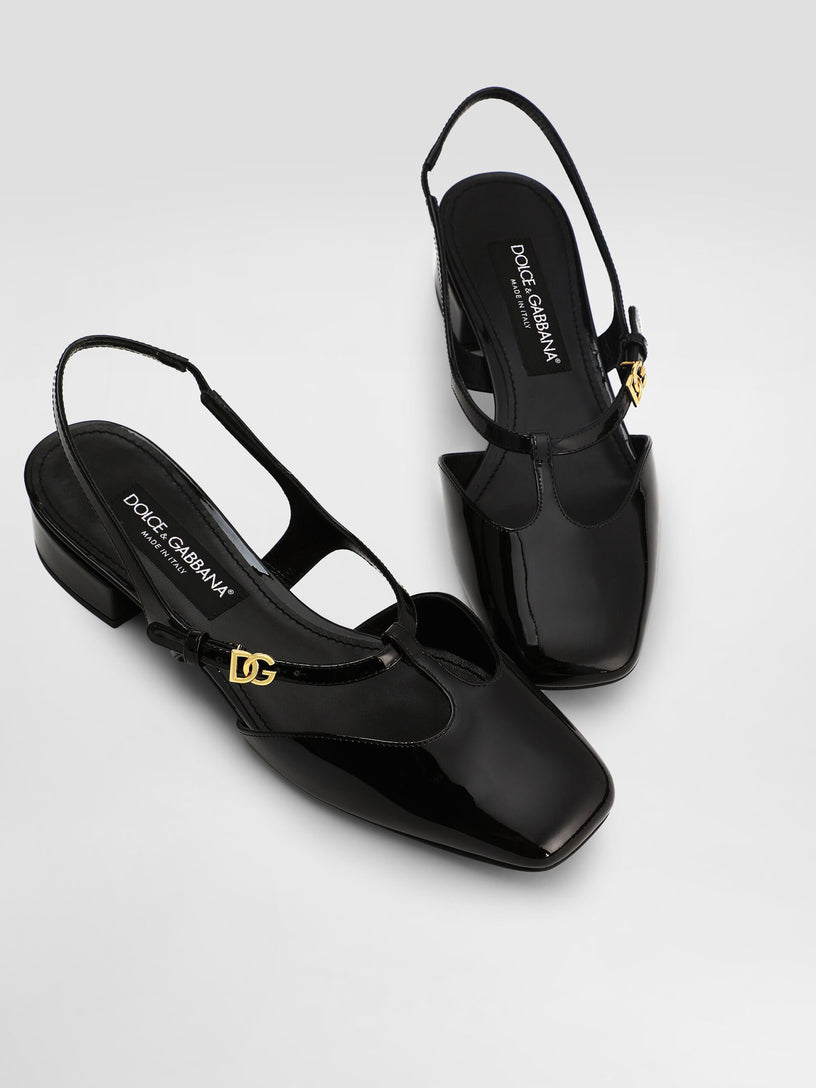 Patent leather slingback