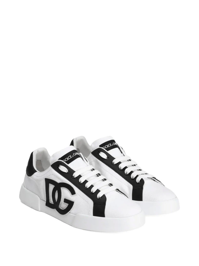 Portofino low-top sneaker in canvas and nappa calfskin