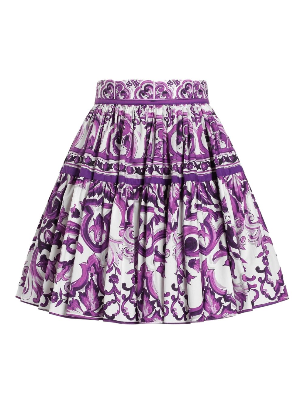 Majolica-print poplin short skirt