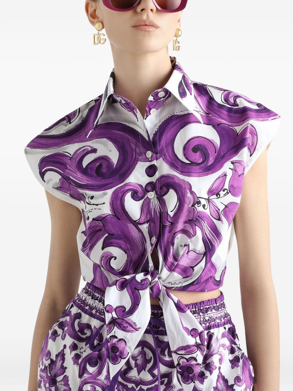 Majolica-print poplin shirt