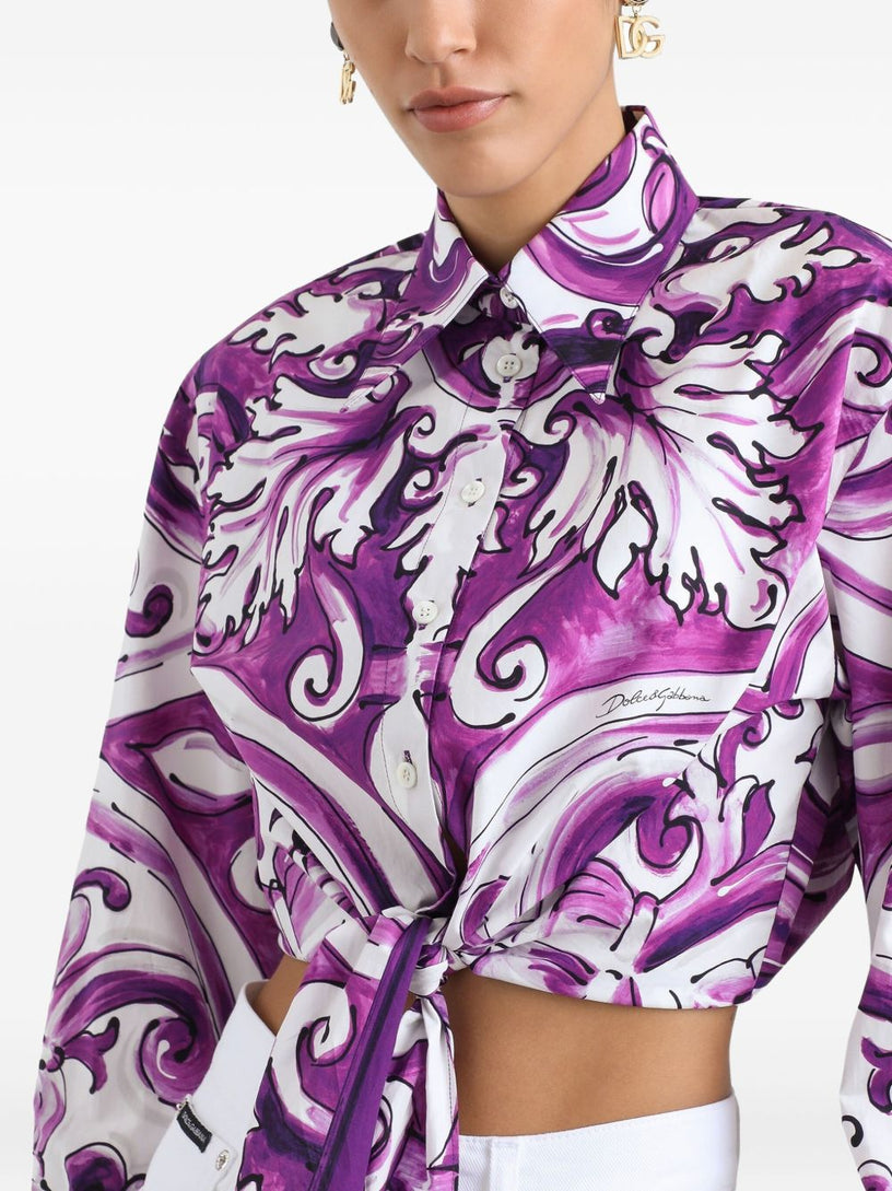 Majolica-print poplin shirt
