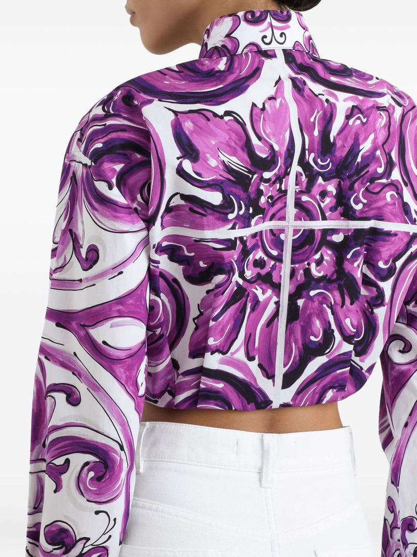 Majolica-print poplin shirt