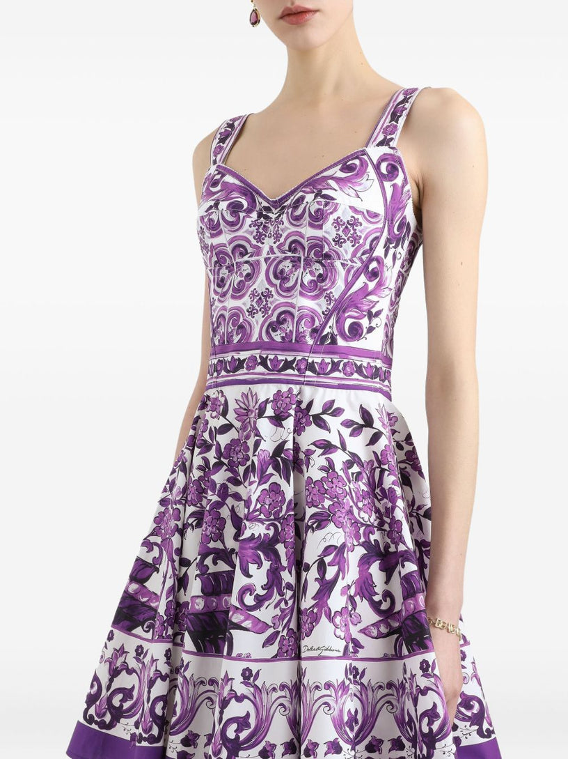 Majolica-print poplin dress