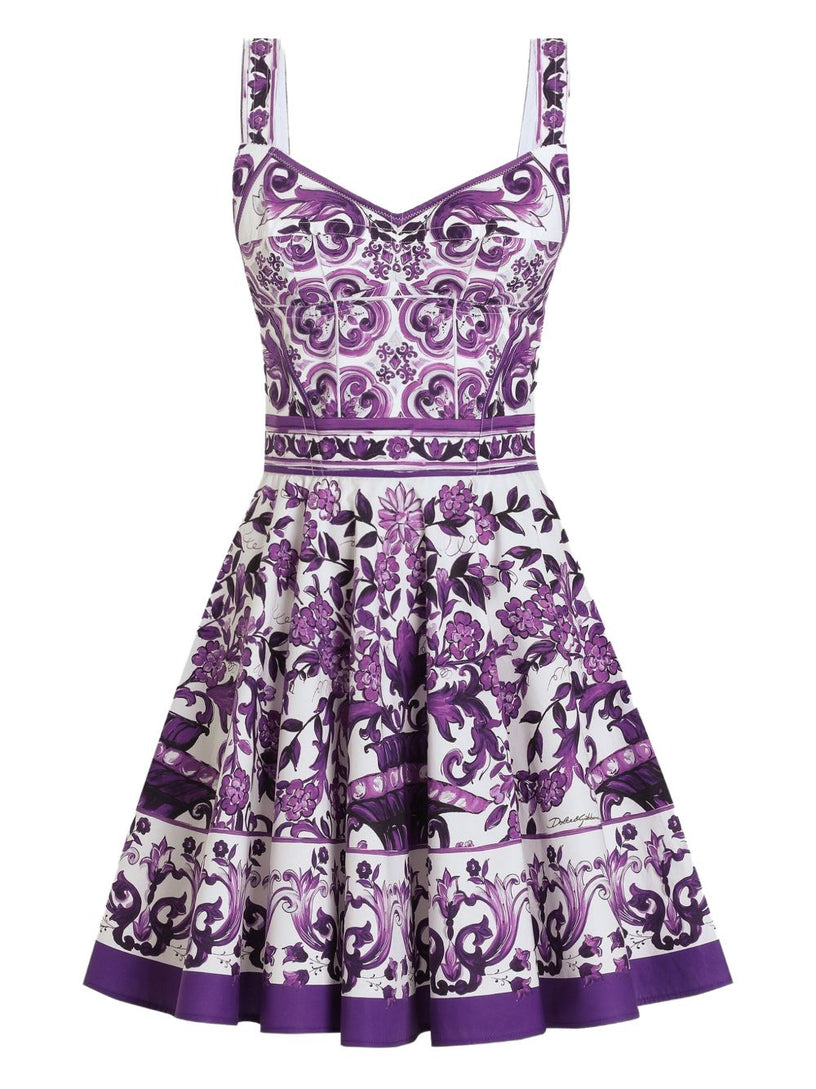 Majolica-print poplin dress