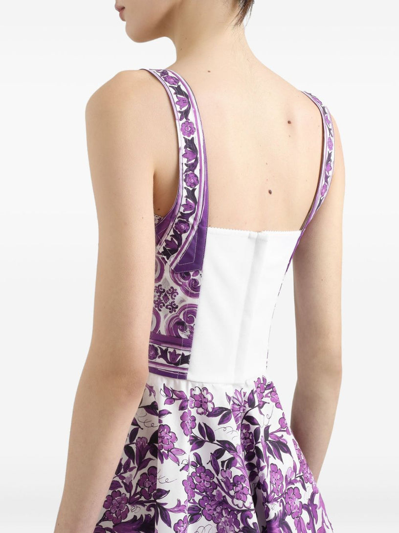 Majolica-print poplin dress