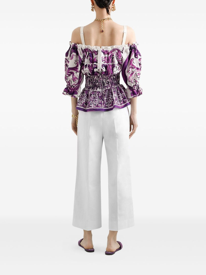 Majolica-print poplin top