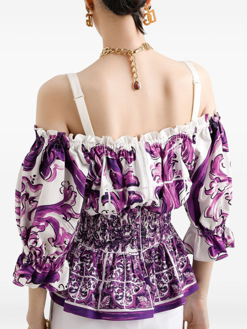 Majolica-print poplin top