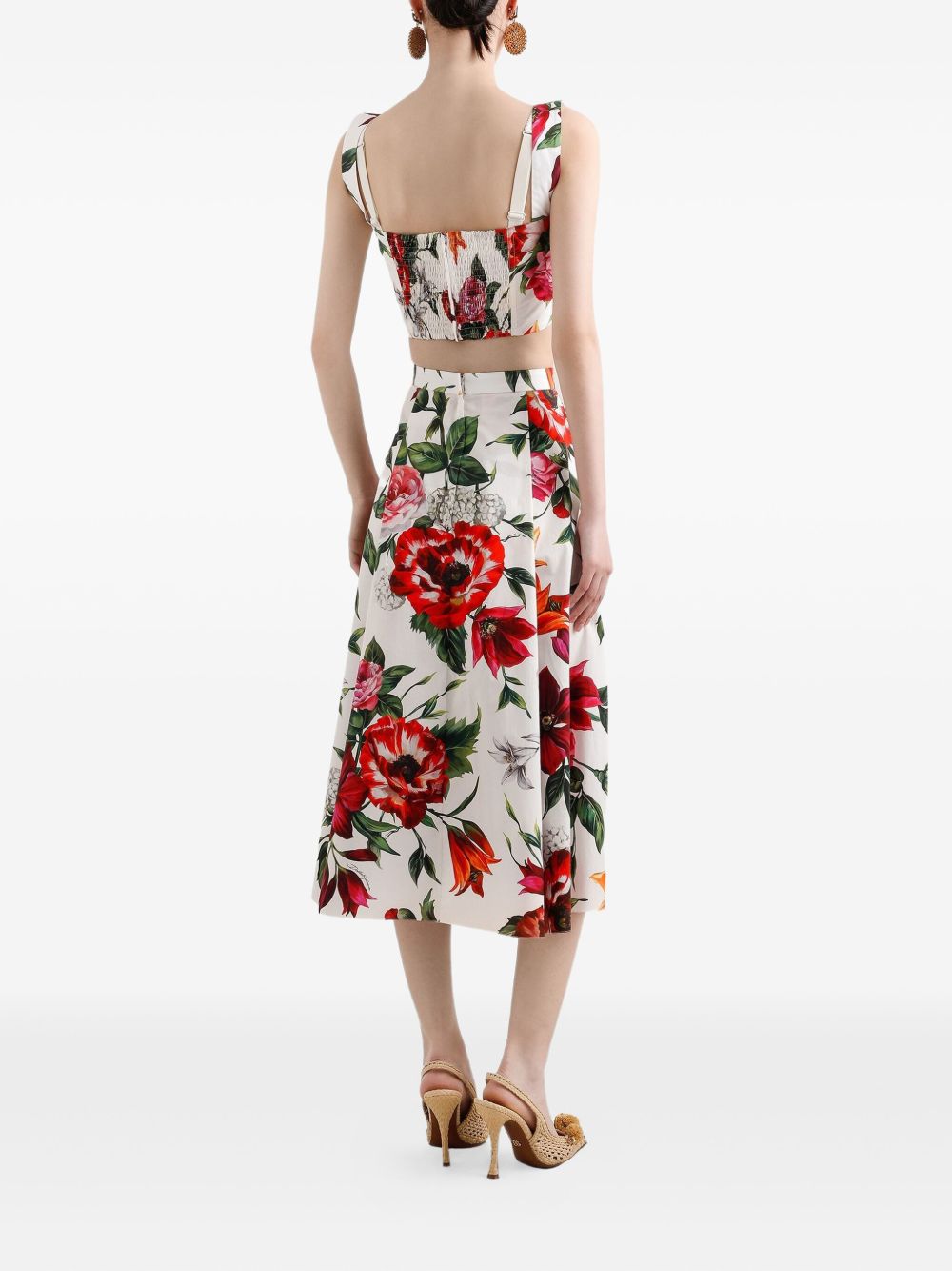 Flower-print poplin top