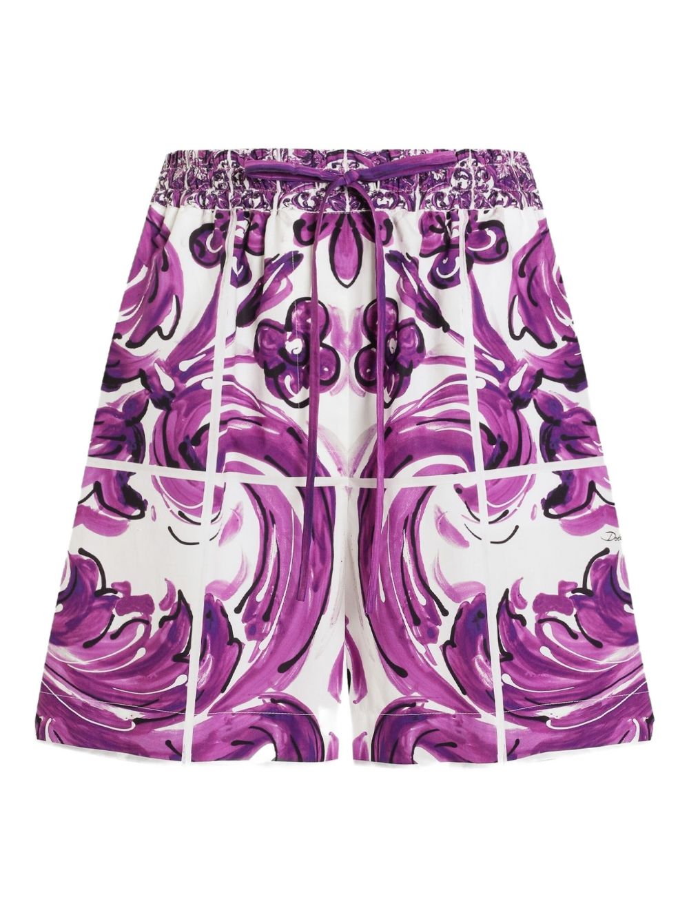 Majolica print poplin shorts