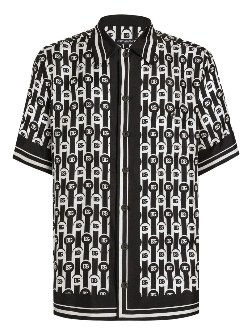 Printed silk twill Hawaiian shirt