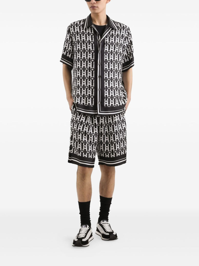 Printed silk twill Hawaiian shirt