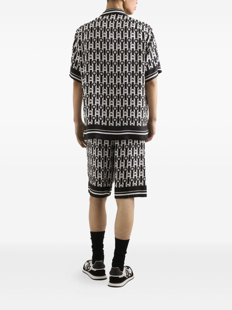 Printed silk twill Hawaiian shirt