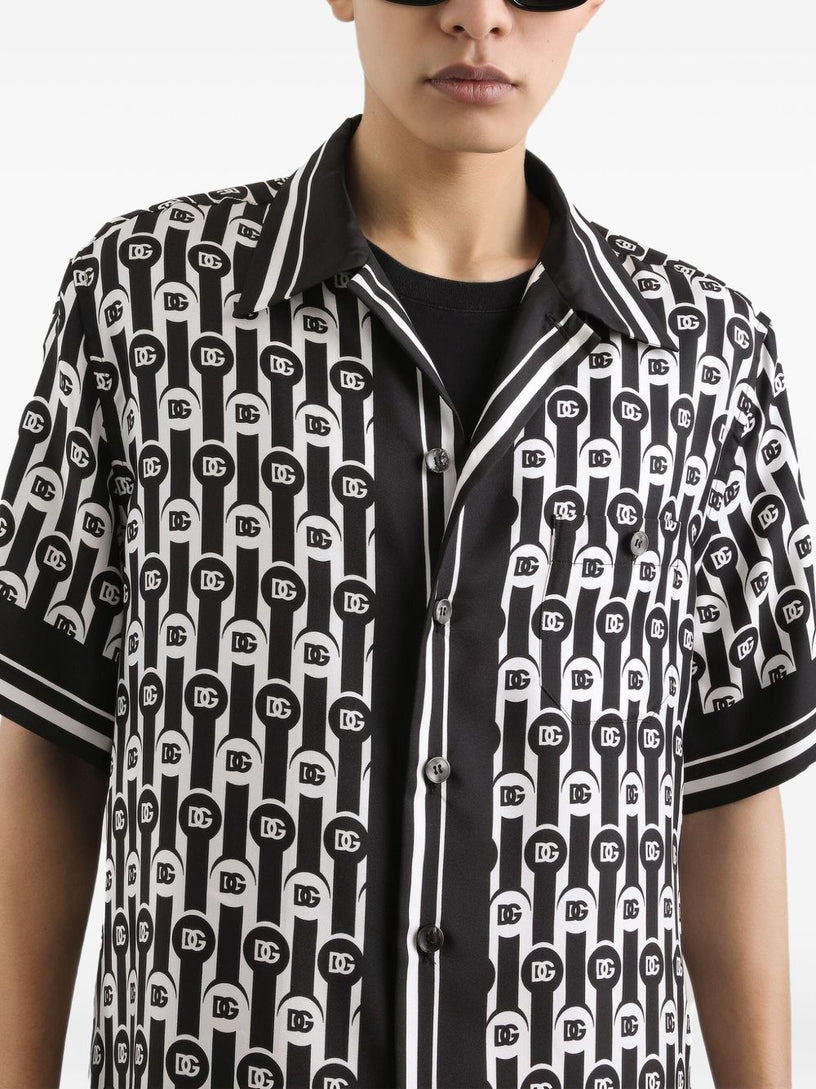 Printed silk twill Hawaiian shirt