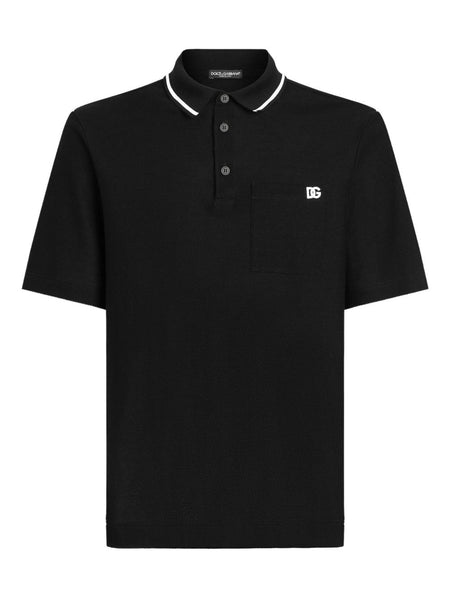 Cotton pique polo shirt Dolce & Gabbana Nero | Grifo210