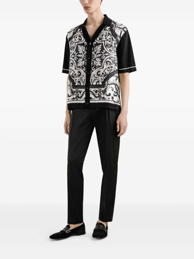 Majolica-print oversized shirt