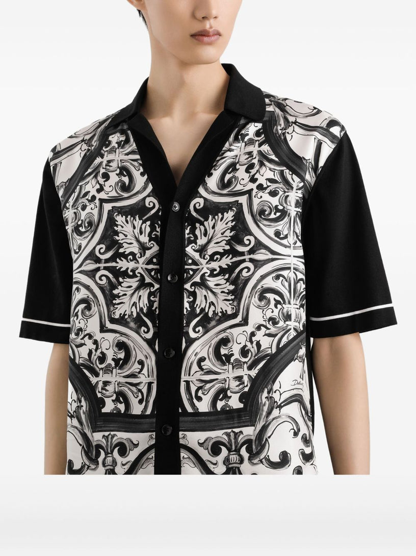 Majolica-print oversized shirt