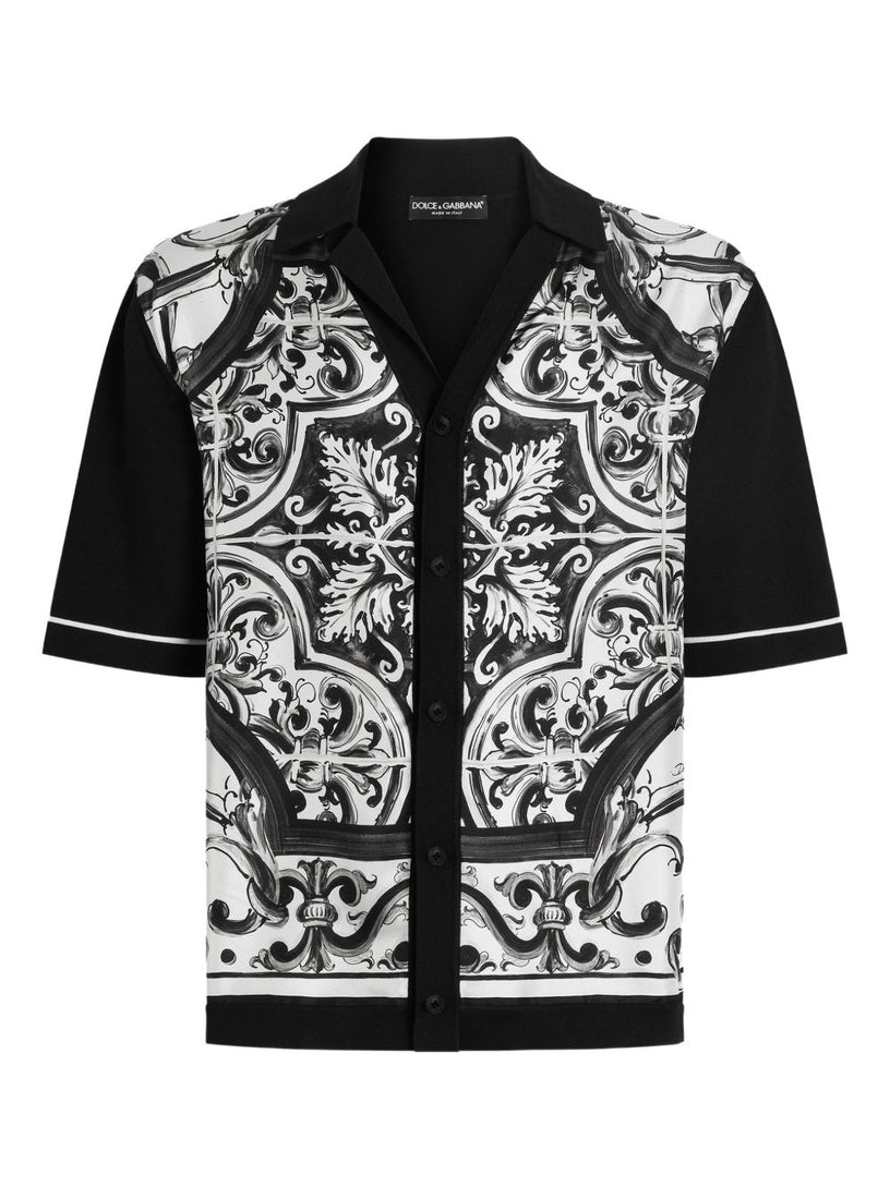 Majolica-print oversized shirt