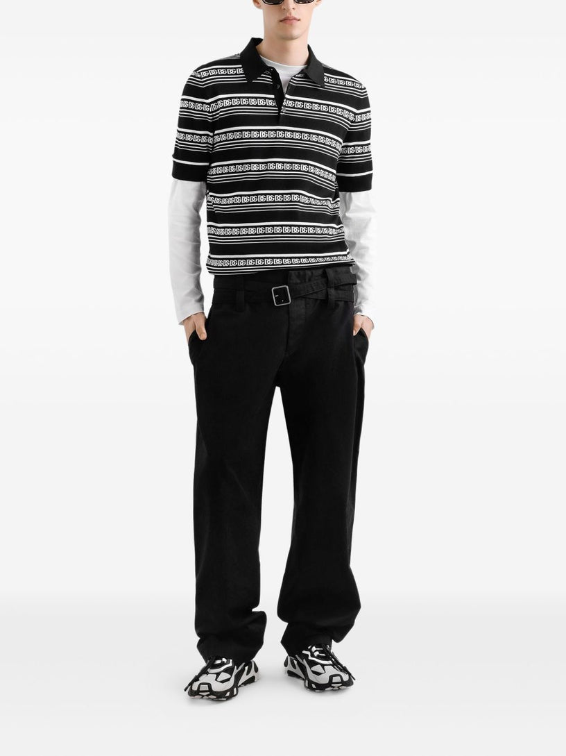 Logo silk polo shirt