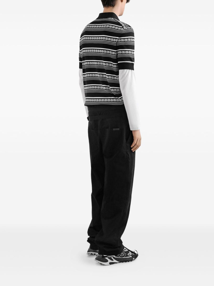 Logo silk polo shirt