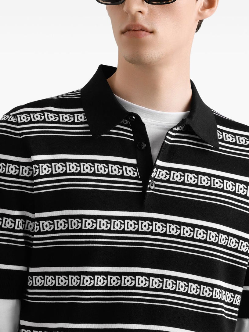 Logo silk polo shirt