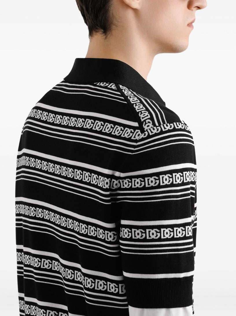 Logo silk polo shirt