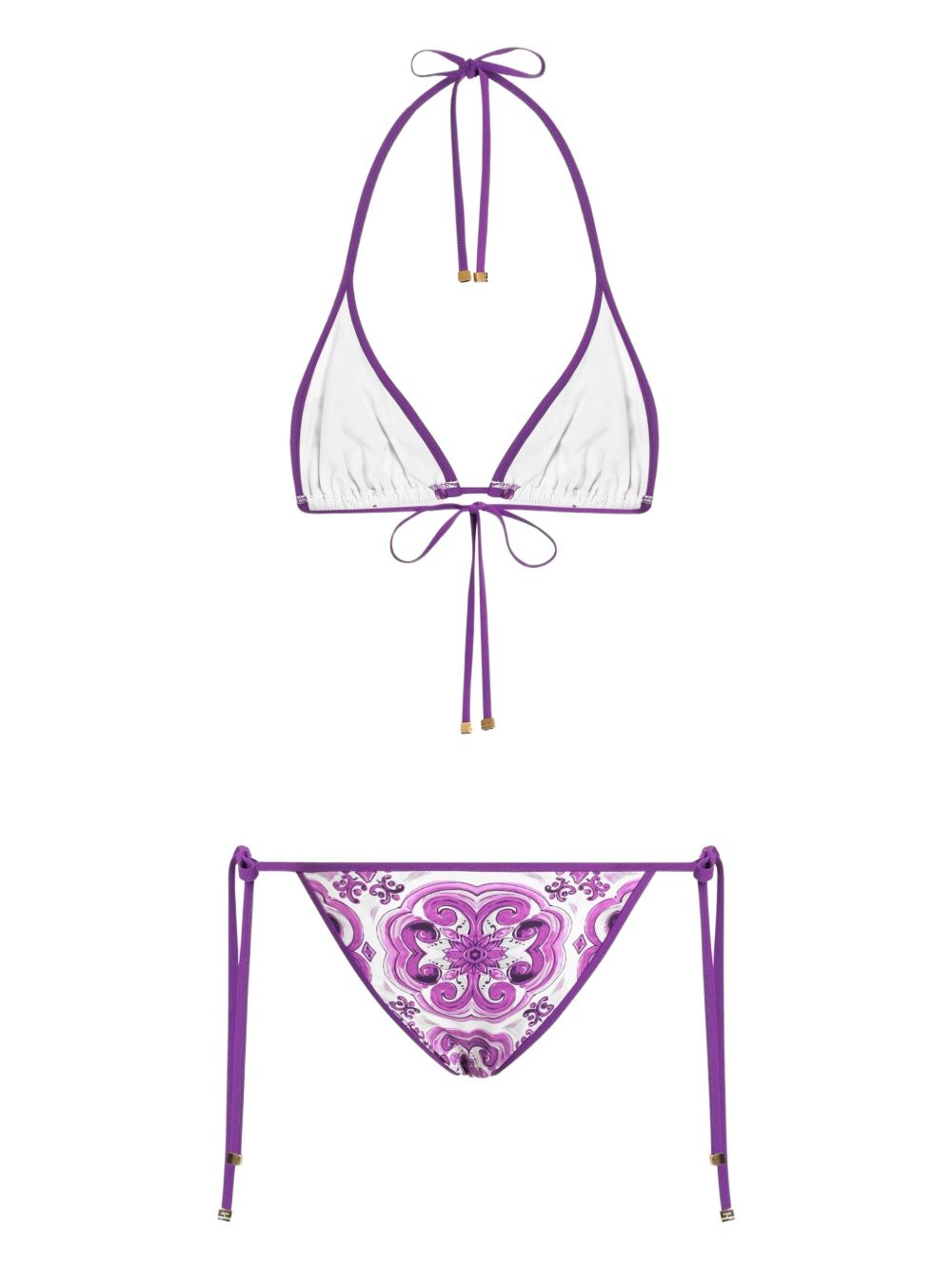 Majolica-print triangle bikini