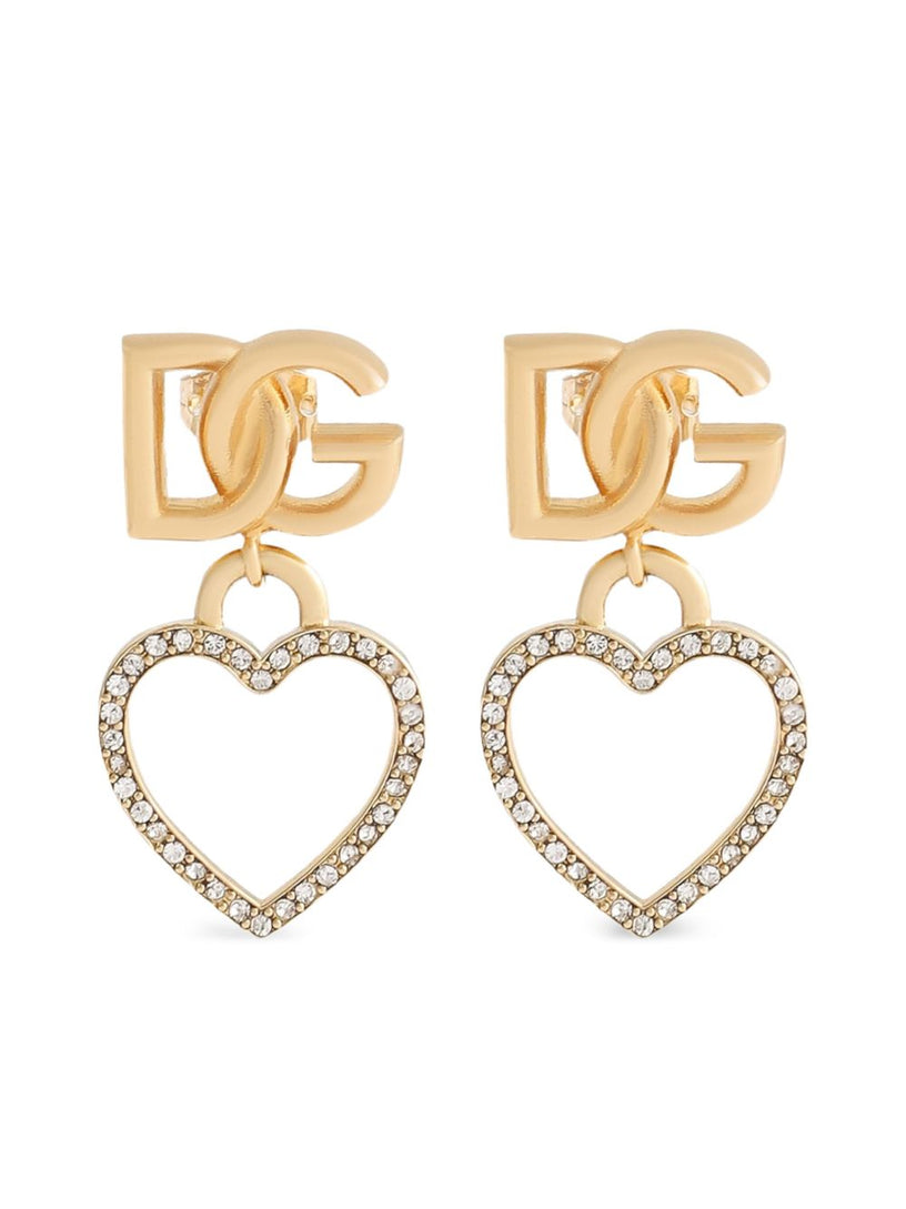 Stud earrings with hearts and DG logo