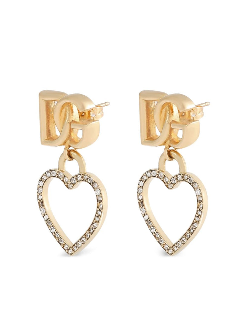 Stud earrings with hearts and DG logo