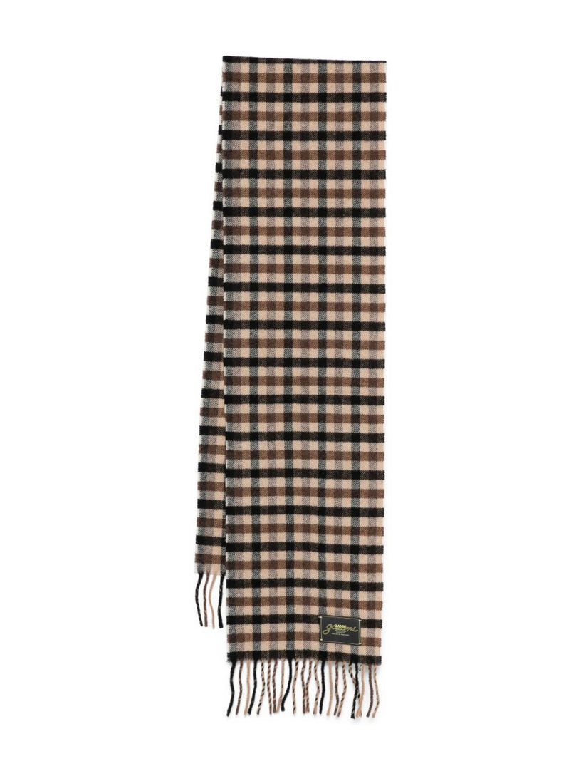 Wool scarf with checked pattern