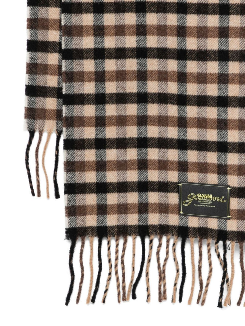 Wool scarf with checked pattern