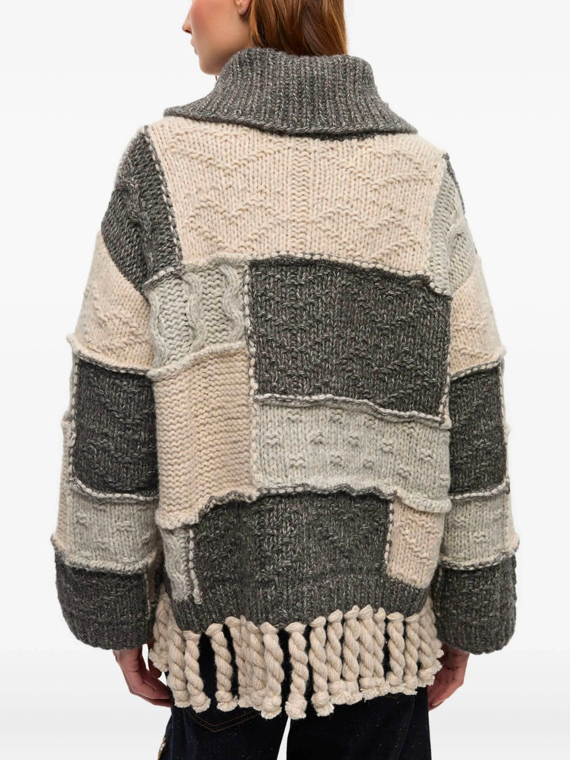 Patchwork fringe sweater