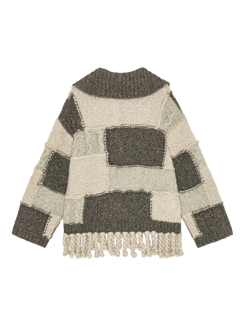 Patchwork fringe sweater