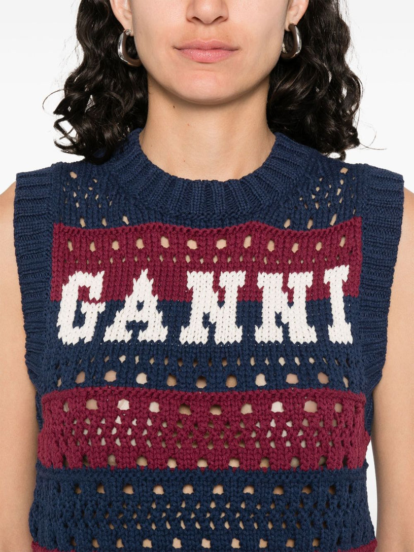 Striped knitted vest