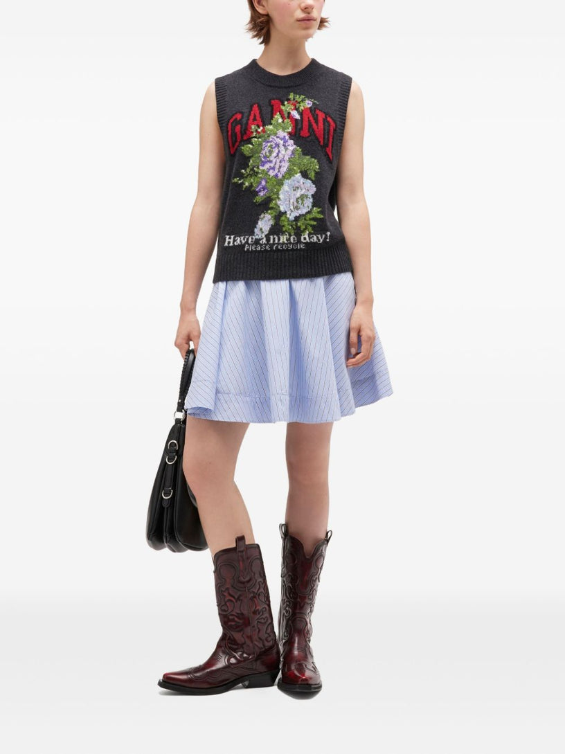 Dark Grey Rose Wool Vest